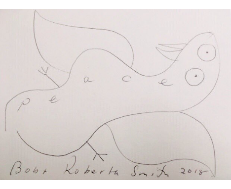 Bob and Roberta Smith OBE RBA - Black biro, 14cm x 19cm. Framed and glazed. Patrick Brill OBE RA, better known by his pseudon