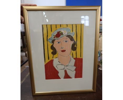 Matisse, lithograph, "Woman with a Hat", 12.5ins x 7.5ins&nbsp;