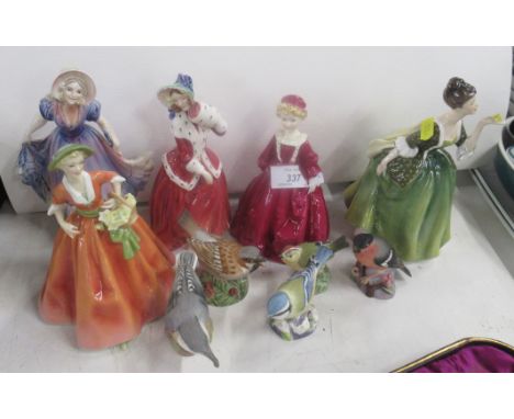 A collection of Royal Worcester figurines and model birds