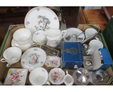 A box of assorted Royal Worcester and Royal Crown Derby glassware&nbsp;