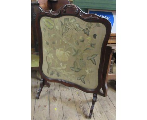 A 19th century mahogany framed fire screen&nbsp;