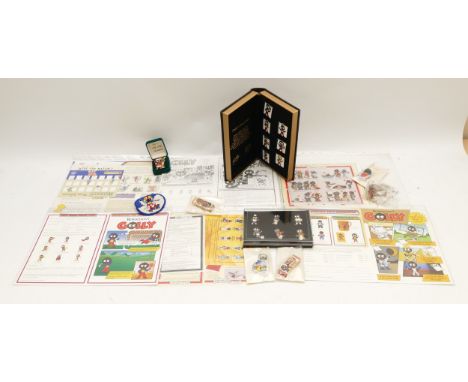 An assortment of Robertson's merchandise, to include, a set of six footballer badges and a Christmas pin badge with original 