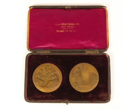 Frank Bowcher, (British, 1864-1938); A gilt-metal medal by Bowcher for Vaughton, in commemoration of the Franco-British Exhib