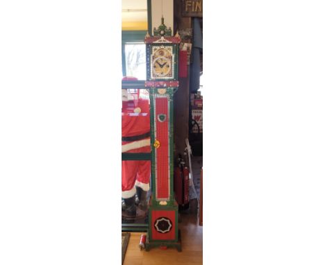 A Meccano Grandfather/Longcase clock, mid 20th century, full size working model, made entirely from Meccano parts, the case i