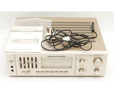 A Marantz PM 550 DC Hi-Fi amplifier, circa early 1980s, with owners manual and power lead. Tested with turntable (phono stage