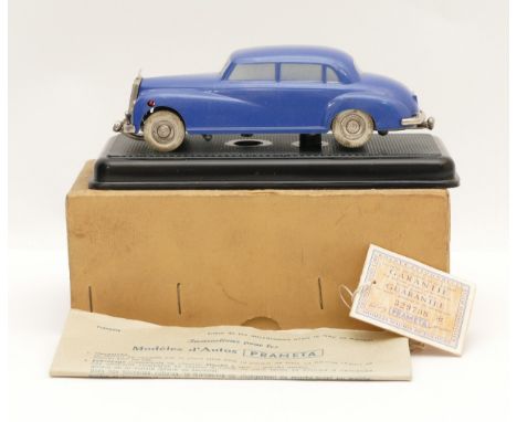 A Prameta, Kolner Automodelle, (Germany) Mercedes Benz 300 clockwork model car, 13cm long, boxed, complete with original figu