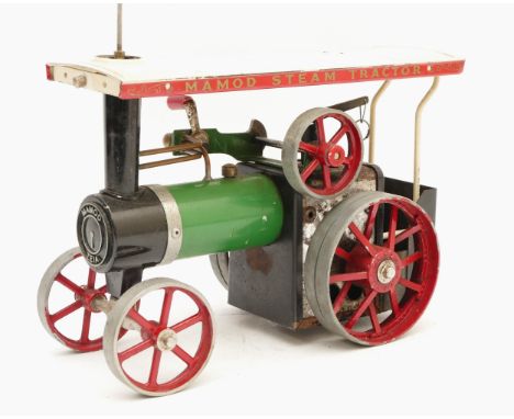 A Mamod live steam traction engine TE1a, with canopy, extension and burner.