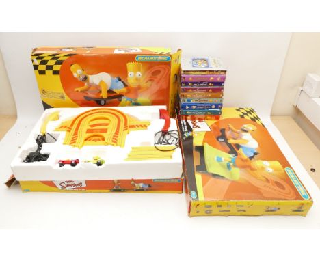 Scalextric; 'The Simpsons Skateboard Chase' electric micro slot racing sets, three boxed sets, together with a selection of r