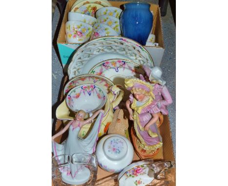 A Royal Doulton Bunnykins baby's breakfast bowl; an Albany tea set for ten, printed with flowers; a pair of continental porce