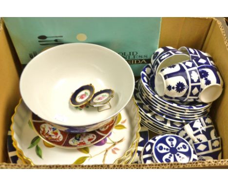 Ceramics - a Spode game birds lapwing plate; Royal Crown Derby unfinished blue and white tea service; Royal Worcester Evesham