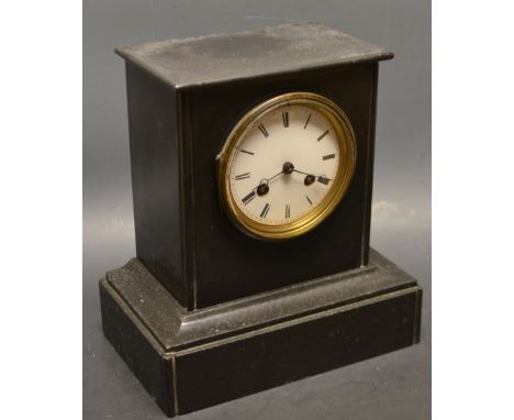 A black stone mantel clock, 13cm high 