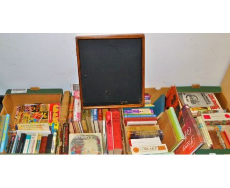 Books - Fairy art ; children's annuals and reference including Dandy 1969 and Dandy comics ; a table top display cabinet( 4 b