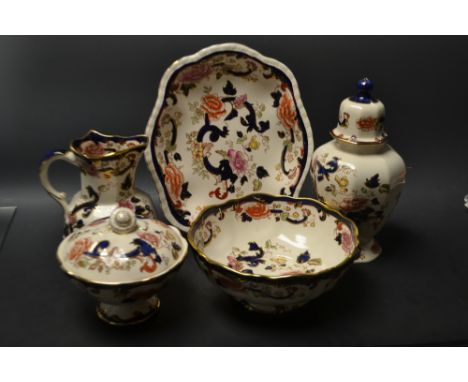 A Mason's Mandalay pattern jar and cover, pedestal bowl, jug, bowl and cover, etc. 