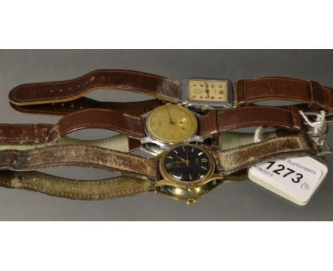 An Art Deco Betina 17 ruby wrist watch; a Benedict 17 ruby wrist watch; another, Blumus, 17 ruby wrist watch (3)