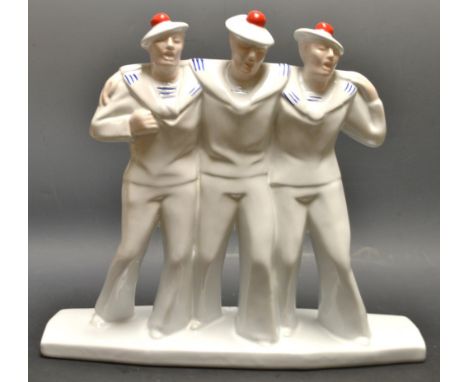 Edouard Cazaux, after, Art Deco figure group, French Sailors, unmarked