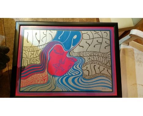 Framed original poster, one of a collection by a specialist who lived in San Francisco in the late 1960's and has amassed a c