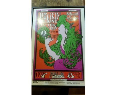 Framed original poster, one of a collection by a specialist who lived in San Francisco in the late 1960's and has amassed a c