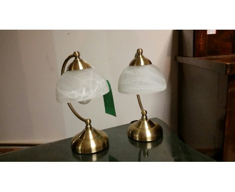 3 Lamps, a pair with glass shades c. 30cm , together with a ceramic chinese style gilded lamp base (black ground base). (3). 