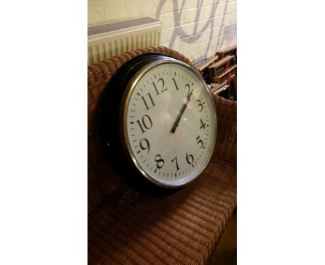 Oversized railway station-style wall clock (battery driven). Stag Auctions make no claim as to working order of clocks.