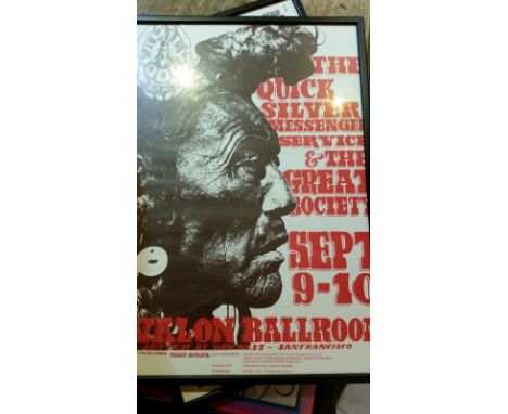 Framed original poster, one of a collection by a specialist who lived in San Francisco in the late 1960's and has amassed a c