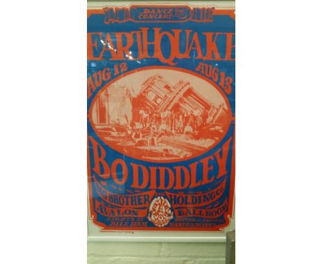 Framed original poster, one of a collection by a specialist who lived in San Francisco in the late 1960's and has amassed a c