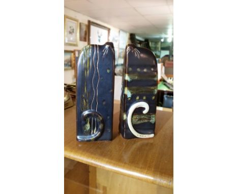 Pair of retro ceramic cat figures 14 cm approx