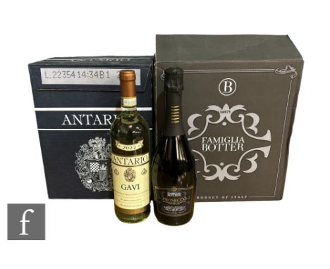 Two cases (twelve bottles) of Prosecco and white wine, to include six bottles of Prosecco Famiglia Botter D.O.C. and six bott