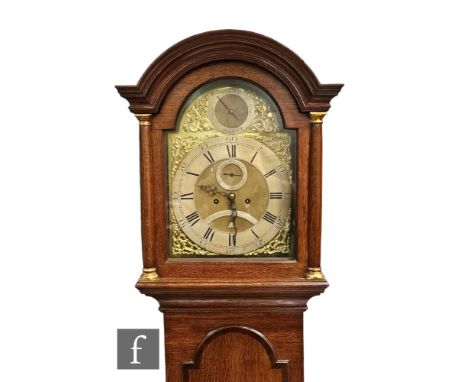 An 18th Century and later oak and mahogany crossbanded longcase clock by Edward Arnold St Neotts, eight day striking movement