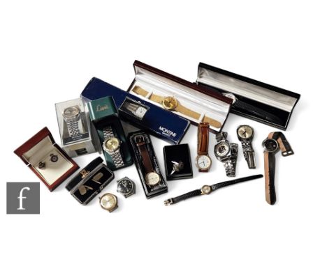 A 1970s Timex water resistant gentleman's wrist watch, a similar Smith wrist watch, two military type wrist watches, a Sekond