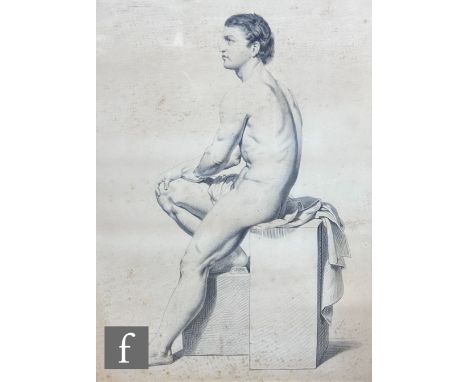 J. PARTRIDGE (LATE 19TH CENTURY) - Study of a nude male artist's model, graphite drawing, signed, framed, 59cm x 43cm, frame 