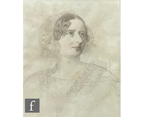 JOHN ARTHUR PERKINS (MID 19TH CENTURY) - 'Portrait of The Hon. Mrs. Arthur Percival', pencil drawing, signed and inscribed 'O