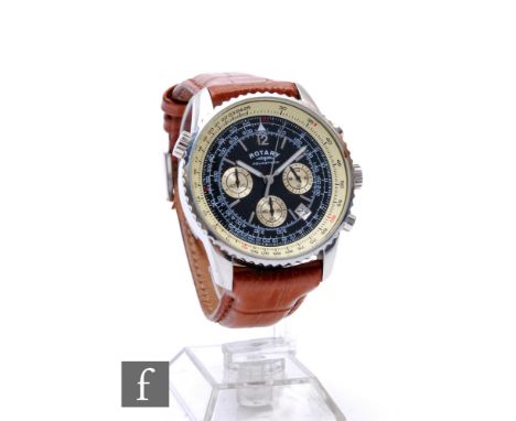 A Rotary Aquaspeed gentleman's wrist watch, brown leather strap, in original box with paperwork.  PLEASE VIEW CONDITION REPOR