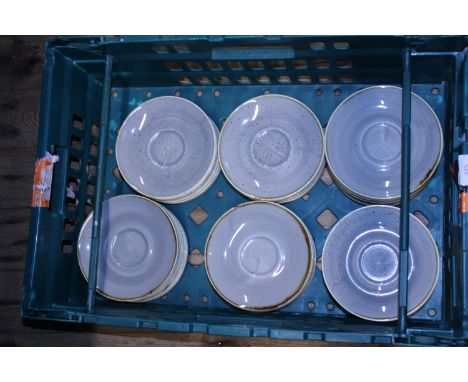 A quantity of restaurant quality ceramic saucers.  Postage unavailable 