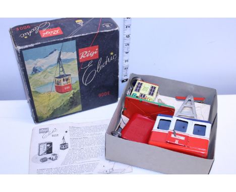 A vintage boxed vintage Riga electric tinplate cable car.Un-tested 