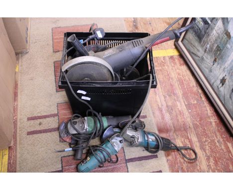 A boxed of assorted electric tools &amp; other items (untested).  Shipping unavailable 