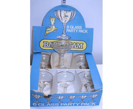 A boxed set of six vintage Babycham glasses. Postage unavailable 