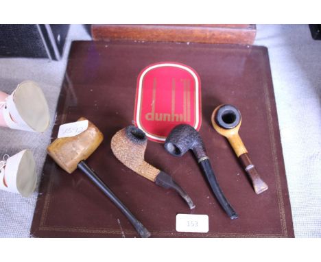 A selection of vintage smoking pipes &amp; a Dunhill record 