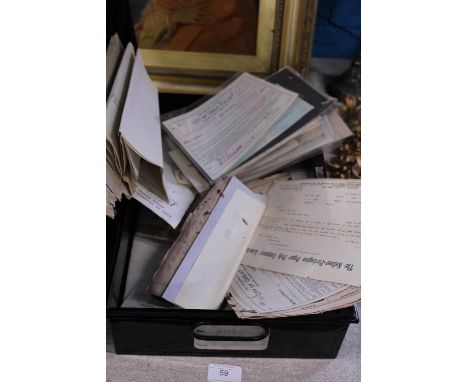 A vintage metal deed box &amp; contents of ephemera 
