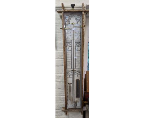 A late 19th century Admiral Fitzroys barometer in an oak case, 105cm h x 26cm wLocation: 