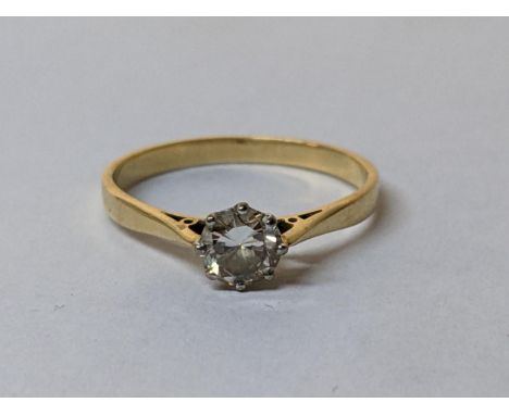 An 18ct gold diamond solitaire ring, diamond 5.3mm diameter, 2.1gLocation: 