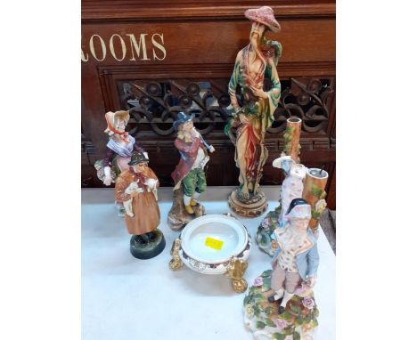 A Royal Doulton Lambing Time figure together with a 19th century Sitzendorf figure A/F, and other collectablesLocation: 