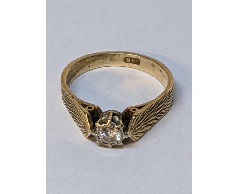 A 9ct gold diamond solitaire ring, 3.4g Location: 