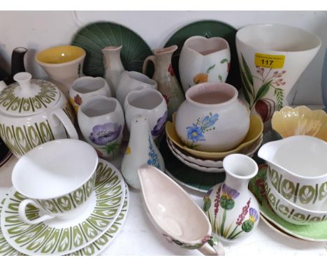 A quantity of Radford vases, Carlton ware leaf dishes, a Royal Winton lustre bowl, a Shelley Apollo breakfast set and other c