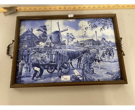 Tile decorated serving tray