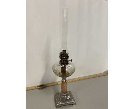 Oil lamp with silver plated base