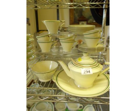 Art Deco period Conical shaped tea service including tea pot, 6 cups and saucers, cream jug and sugar basin, by Royal Cauldon