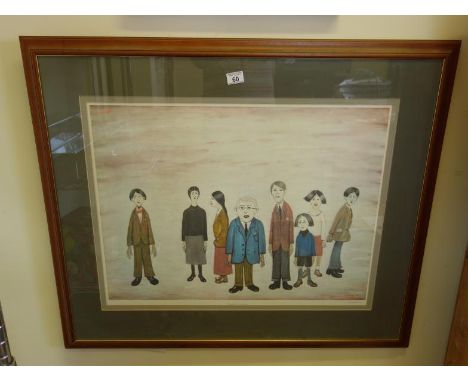 Laurence Stephen Lowry signed L.S Lowry Laurence Stephen Lowry signed in pencil print, His  Family, Limited edition of 575 Th