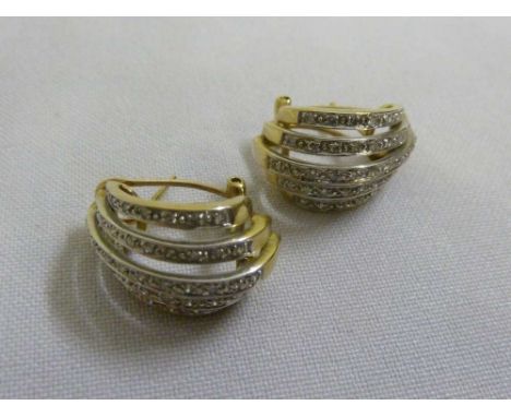 9ct gold and diamond Art Deco style earrings