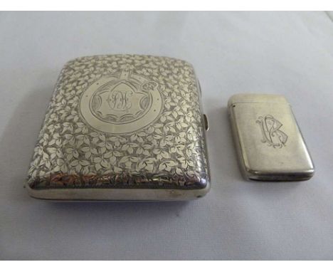 Silver cigarette case, Birmingham 1898 and a silver vesta case