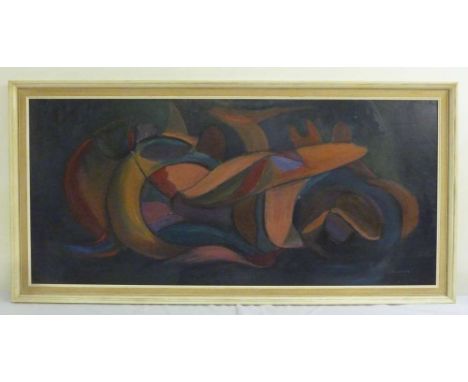 Chris Savvides oil on board abstract, signed and dated bottom right - 51.5 x 113.5cm